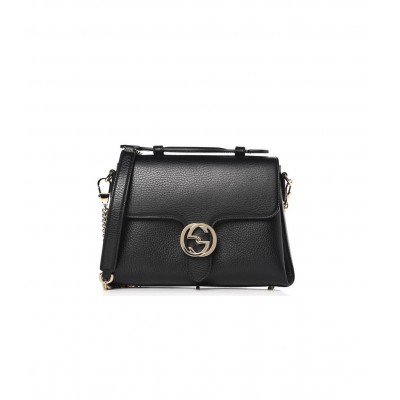 Gucci Black Leather Interlocking GG Clasp Convertible Bag 510302 LDBS16192