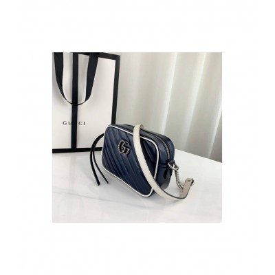 Gucci Diagonal GG Marmont Mini Bag Blue/White 448065 LDBS16354