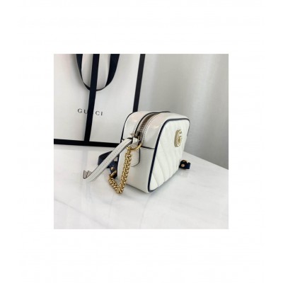 Gucci Diagonal GG Marmont Mini Bag White/Blue 448065 LDBS16355