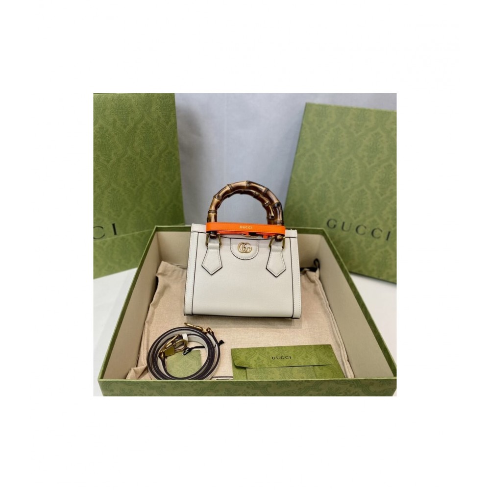 Gucci Diana Mini Tote Bag White 655661 LDBS16573