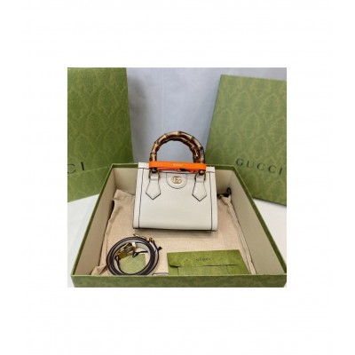 Gucci Diana Mini Tote Bag White 655661 LDBS16573