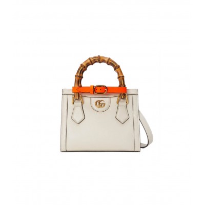 Gucci Diana Mini Tote Bag White 655661 LDBS16573