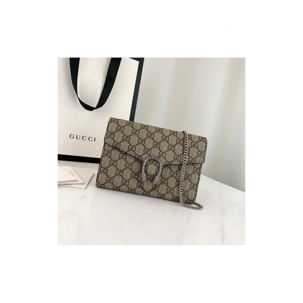 Gucci Dionysus GG Supreme Chain Wallet Beige 401231 LDBS16617