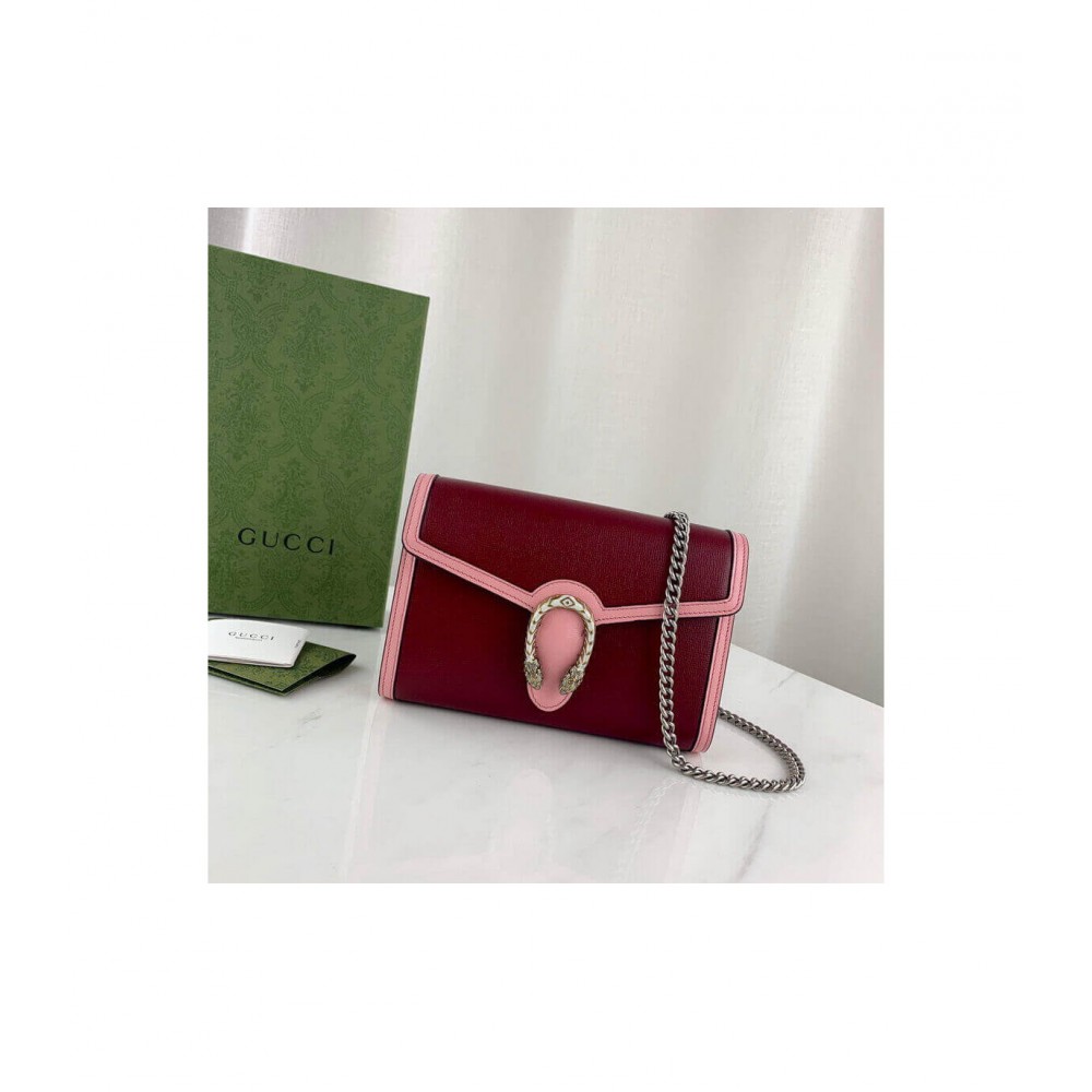 Gucci Dionysus Mini Chain Bag in Red and Pink Leather 401231 LDBS16214