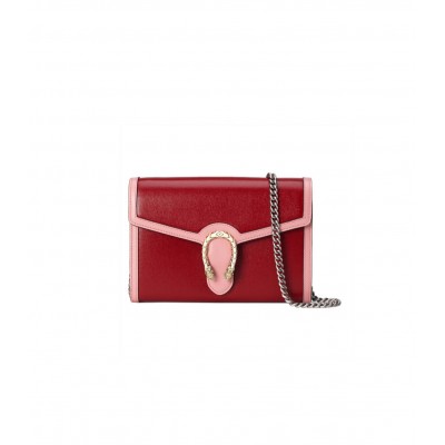 Gucci Dionysus Mini Chain Bag in Red and Pink Leather 401231 LDBS16214