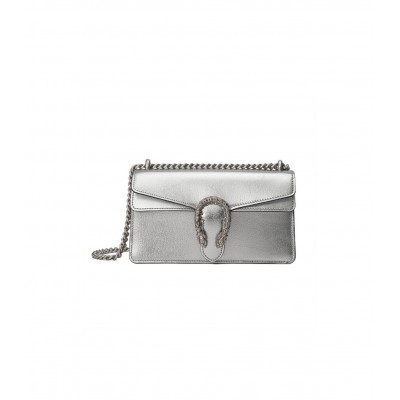 Gucci Dionysus Small Shoulder Bag in Silver Lame Leather 499623 LDBS16223