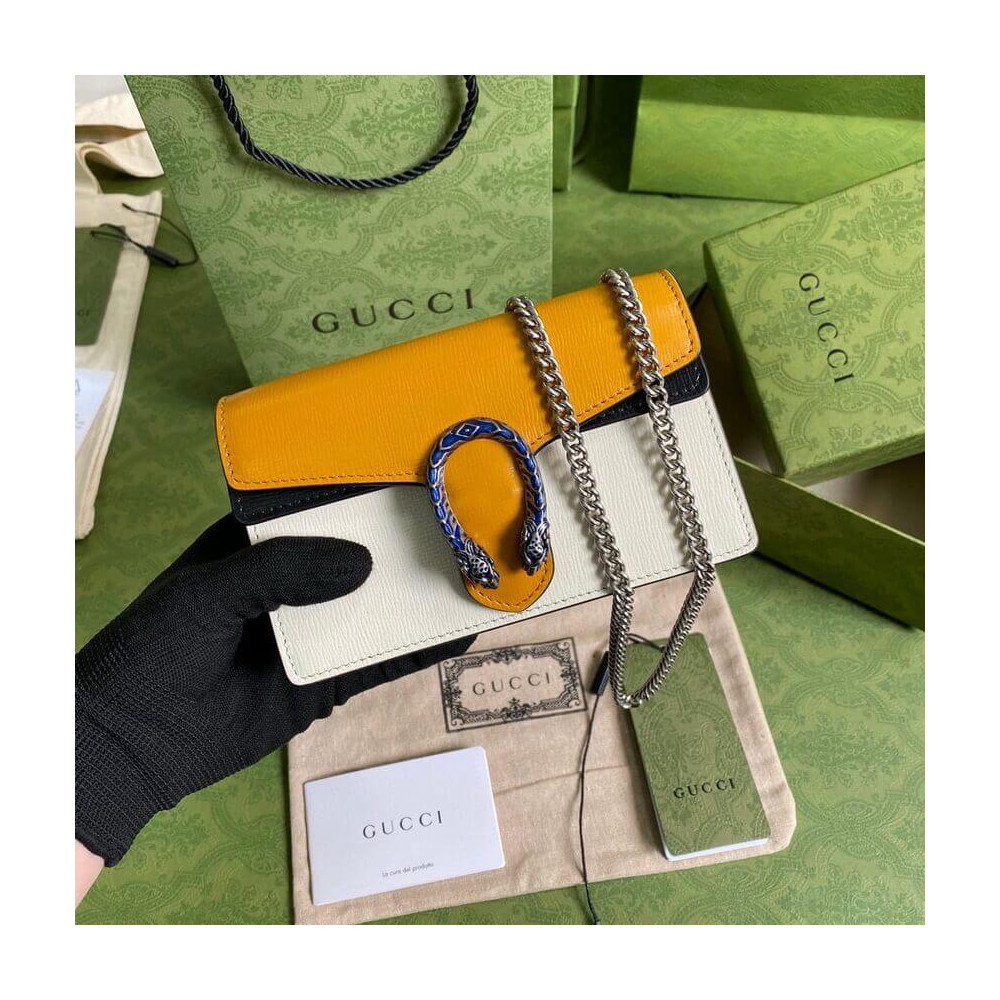 Gucci Dionysus Super Mini Bag Orange White Leather 476432 LDBS16231