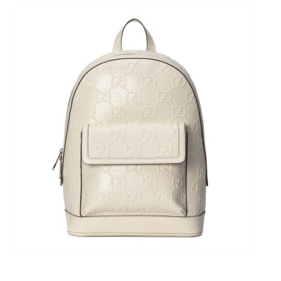 Gucci GG Embossed Backpack in White Leather 658579 LDBS16143