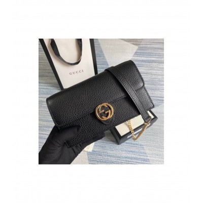 Gucci GG Interlocking Wallet On Chain Black 510314 LDBS16618