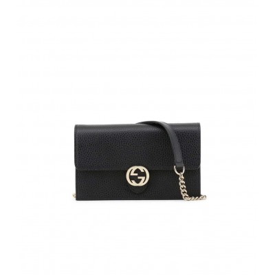 Gucci GG Interlocking Wallet On Chain Black 510314 LDBS16618