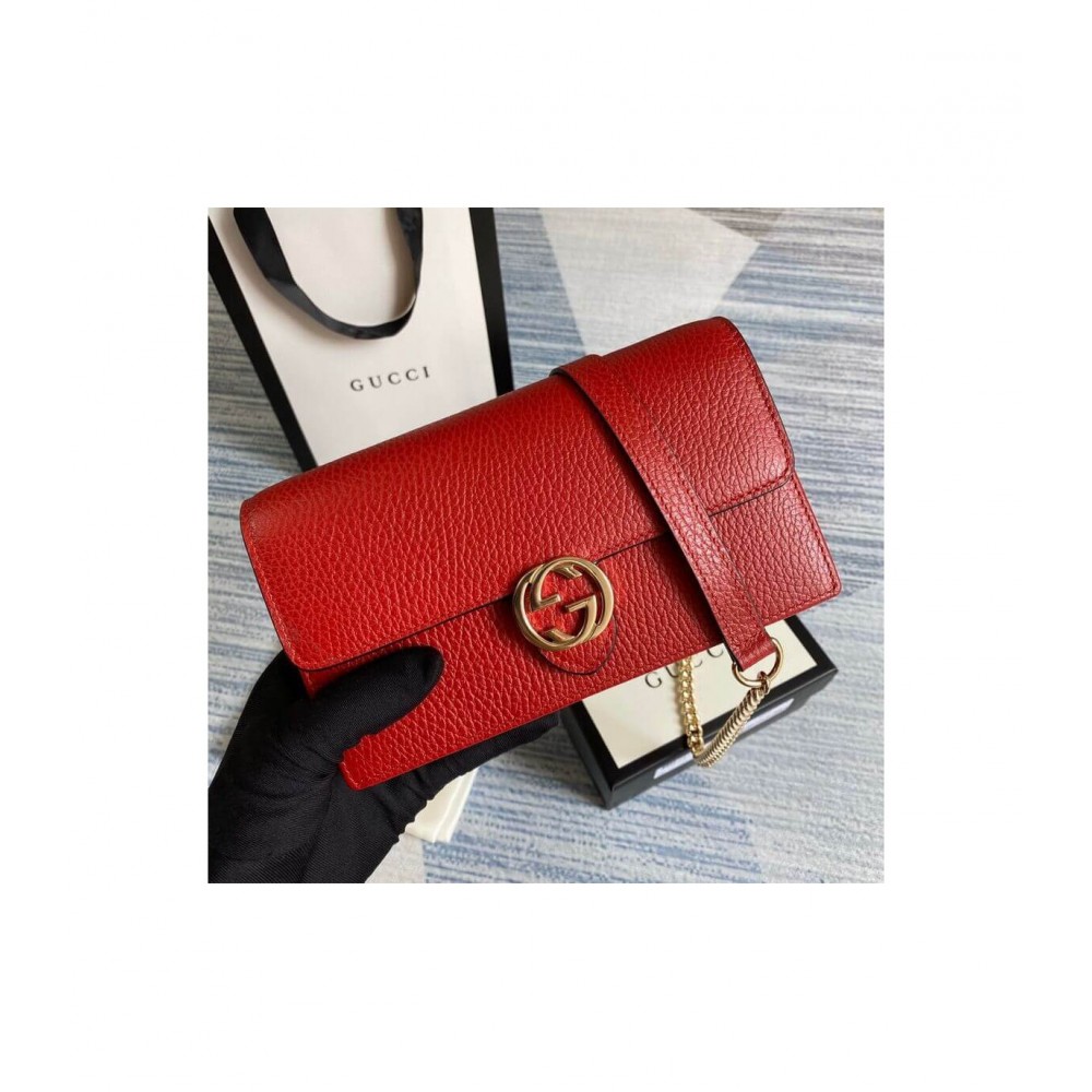 Gucci GG Interlocking Wallet On Chain Red 510314 LDBS16622