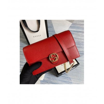 Gucci GG Interlocking Wallet On Chain Red 510314 LDBS16622