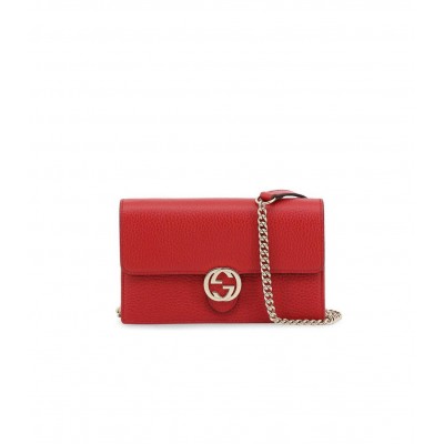 Gucci GG Interlocking Wallet On Chain Red 510314 LDBS16622