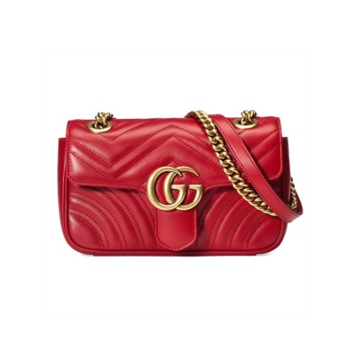 Gucci GG Marmont Matelasse Chevron Leather Mini Bag Red 446744 LDBS16365