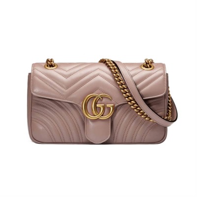 Gucci GG Marmont Matelasse Chevron Leather Small Shoulder Bag Nude Pink 443497 LDBS16368