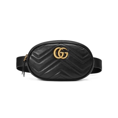 Gucci GG Marmont Matelasse Leather Belt Bag Black 476434 LDBS16165