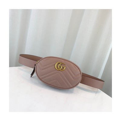 Gucci GG Marmont Matelasse Leather Belt Bag Nude Pink 476434 LDBS16166