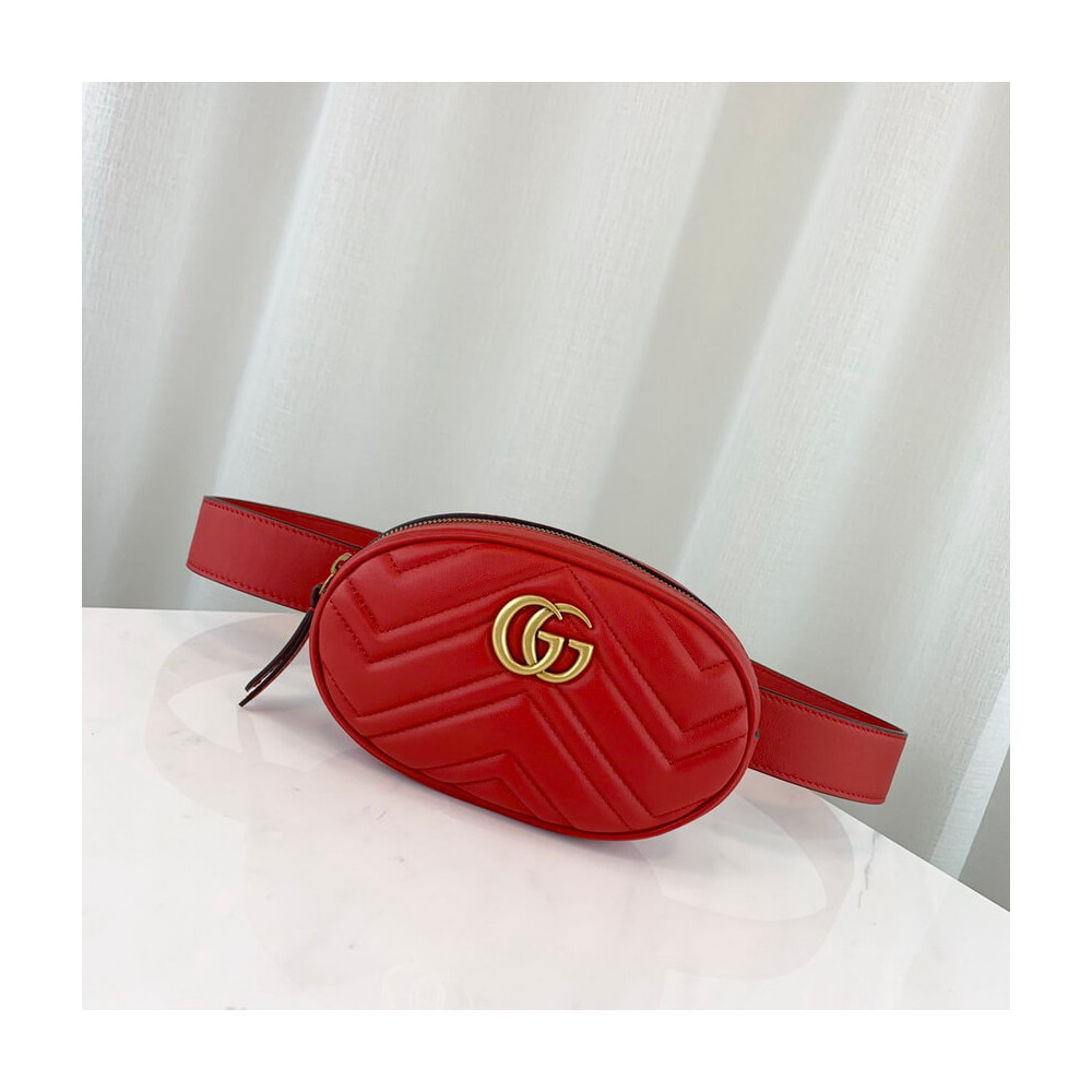 Gucci GG Marmont Matelasse Leather Belt Bag Red 476434 LDBS16167