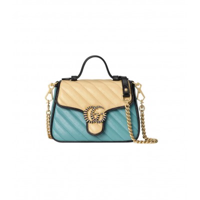 Gucci GG Marmont Mini Bag Butter and Pastel Blue Leather 583571 LDBS16381