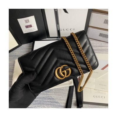 Gucci GG Marmont Mini Bag In Black Leather 488426 LDBS16382