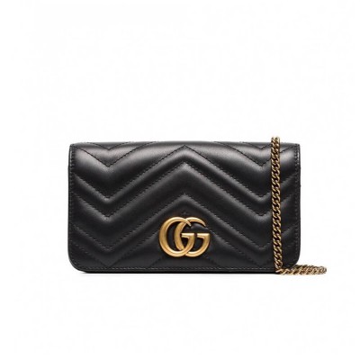 Gucci GG Marmont Mini Bag In Black Leather 488426 LDBS16382