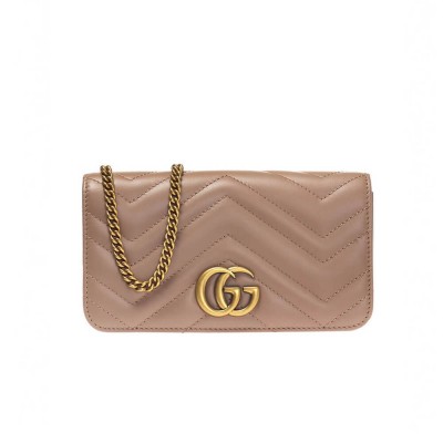 Gucci GG Marmont Mini Bag In Nude Pink Leather 488426 LDBS16383