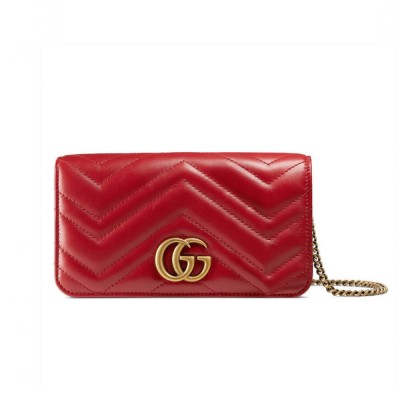 Gucci GG Marmont Mini Bag In Red Leather 488426 LDBS16384