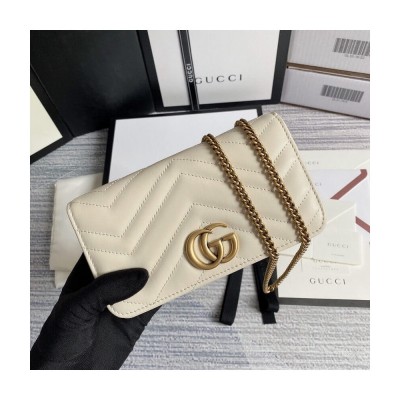 Gucci GG Marmont Mini Bag In White Leather 488426 LDBS16385