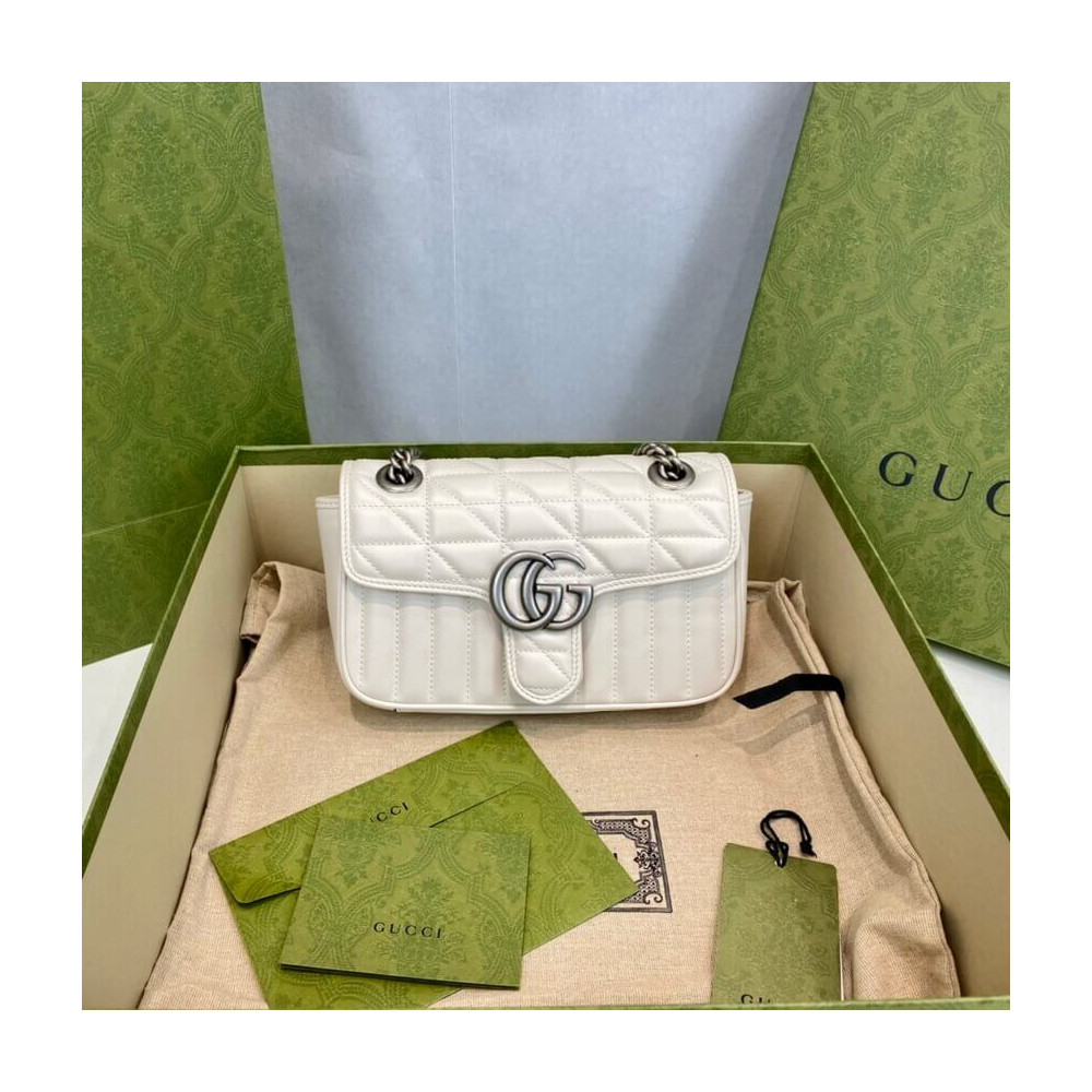 Gucci GG Marmont Mini Shoulder Bag White 446744 LDBS16391