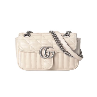 Gucci GG Marmont Mini Shoulder Bag White 446744 LDBS16391