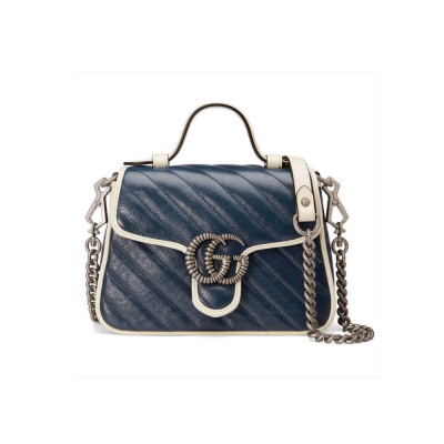 Gucci GG Marmont Mini Top Handle Bag Blue 583571 LDBS16392