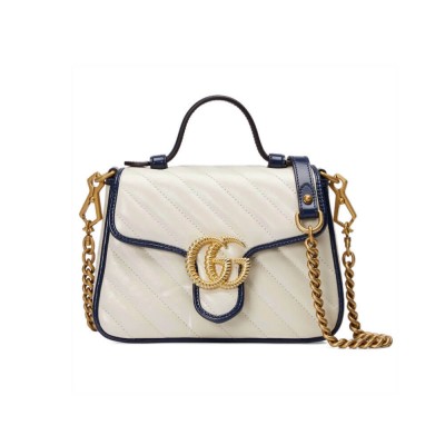 Gucci GG Marmont Mini Top Handle Bag White 583571 LDBS16393