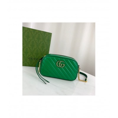 Gucci GG Marmont Small Shoulder Bag Green and Emerald Leather 447632 LDBS16406