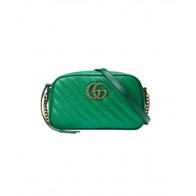 Gucci GG Marmont Small Shoulder Bag Green and Emerald Leather 447632 LDBS16406