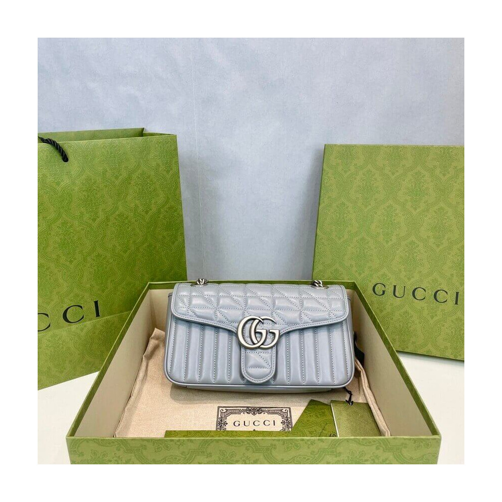 Gucci GG Marmont Small Shoulder Bag Grey 443497 LDBS16407