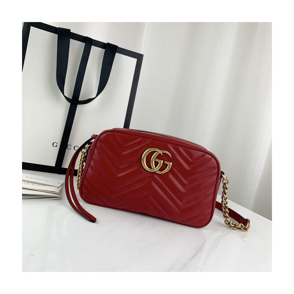 Gucci GG Marmont Small Shoulder Bag Red 447632DTD1T6433 LDBS16409