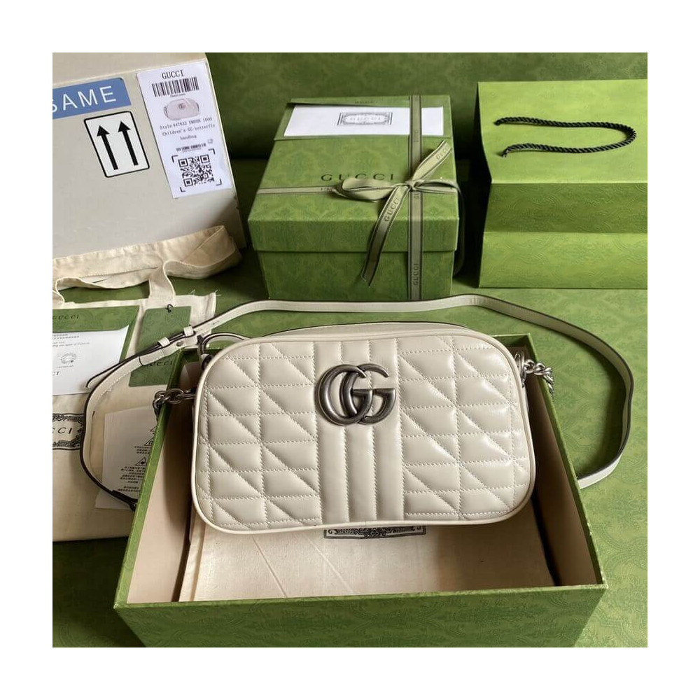 Gucci GG Marmont Small Shoulder Bag White 447632UM8BN9022 LDBS16413