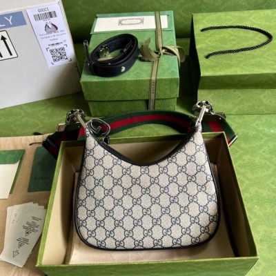 Gucci GG Supreme Attache Small Shoulder Bag Blue 699409 LDBS16544