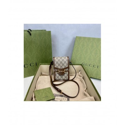 Gucci GG Supreme Horsebit 1955 Mini Bag Brown 625615 LDBS16272