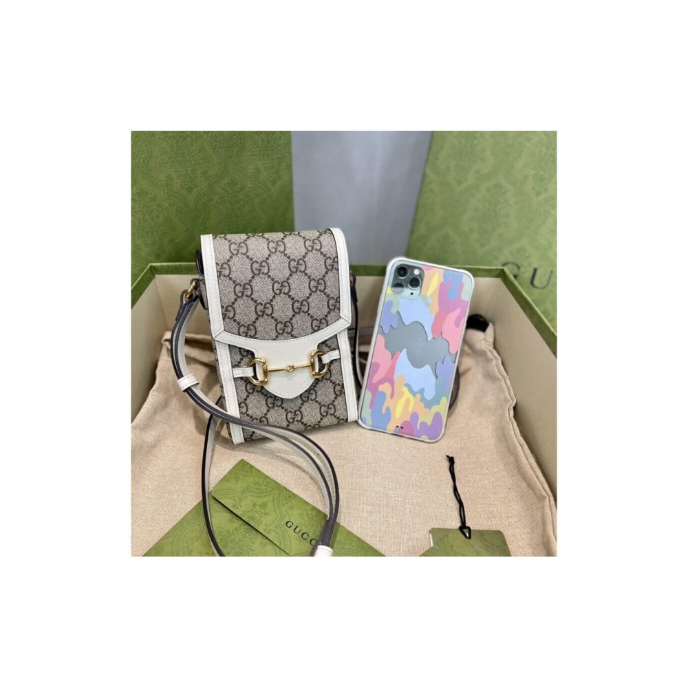 Gucci GG Supreme Horsebit 1955 Mini Bag White 625615 LDBS16273