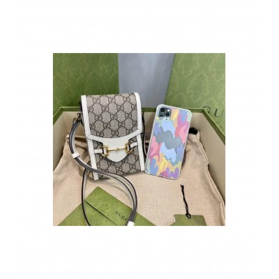 Gucci GG Supreme Horsebit 1955 Mini Bag White 625615 LDBS16273