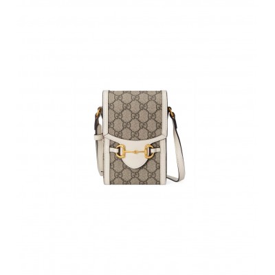 Gucci GG Supreme Horsebit 1955 Mini Bag White 625615 LDBS16273