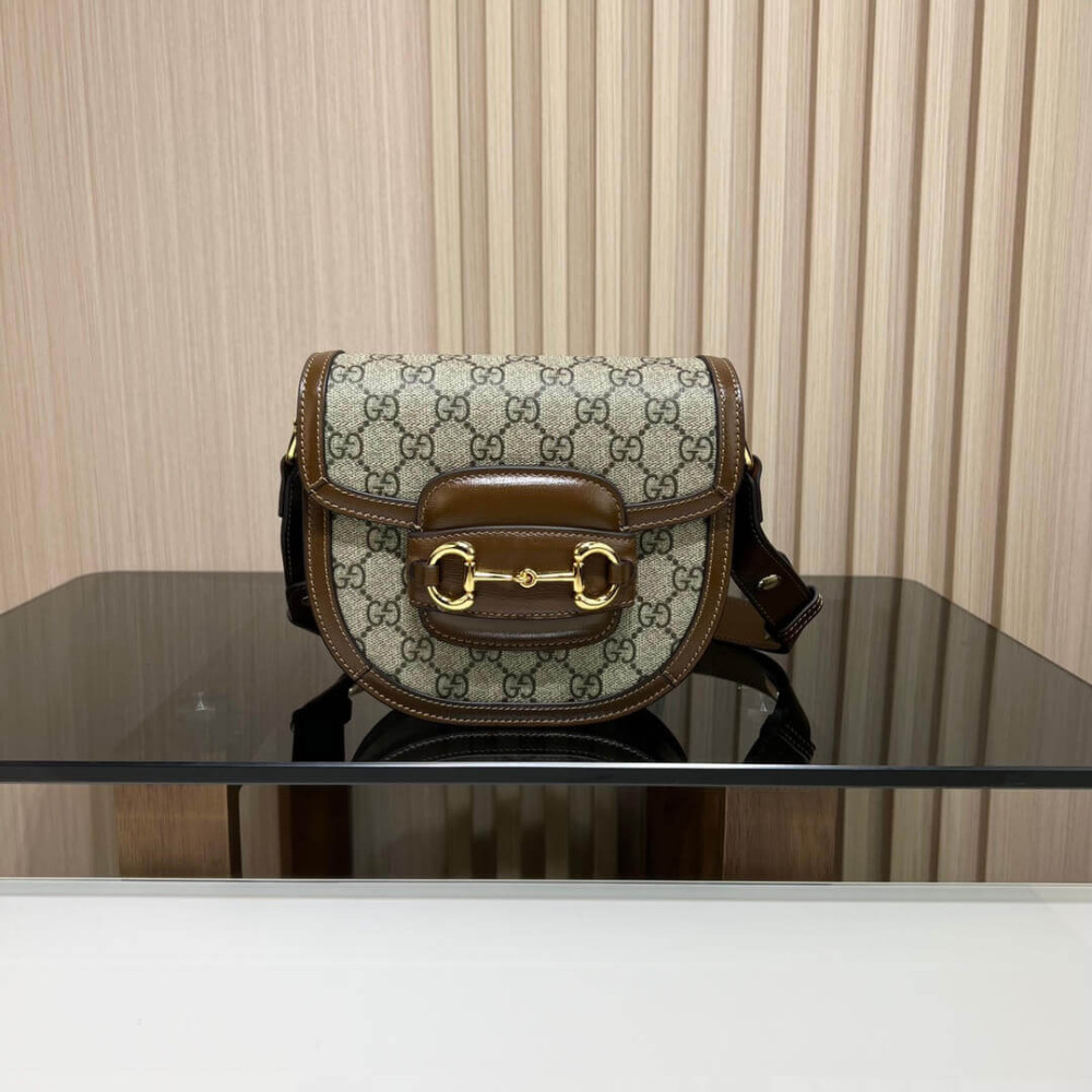 Gucci GG Supreme Horsebit 1955 Mini Rounded Bag 760191 LDBS16274