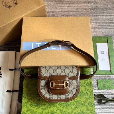 Gucci GG Supreme Horsebit 1955 Rounded Belt Bag 760198 LDBS16168