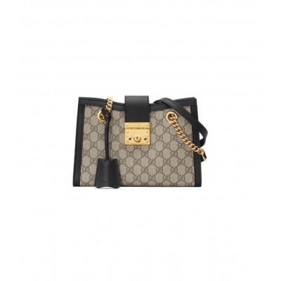 Gucci GG Supreme Padlock Small Shoulder Bag Black 498156 LDBS16547