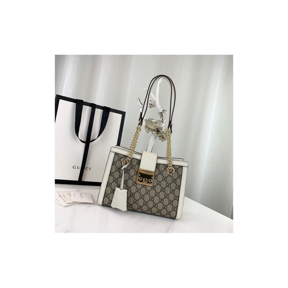 Gucci GG Supreme Padlock Small Shoulder Bag White 498156 LDBS16549