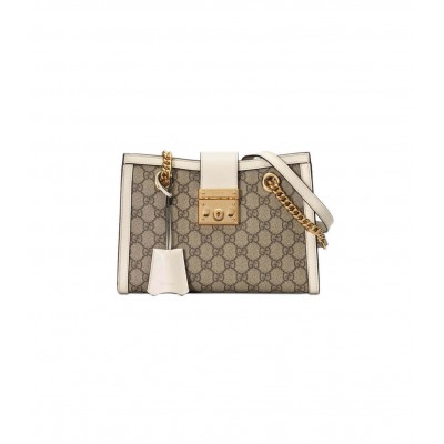 Gucci GG Supreme Padlock Small Shoulder Bag White 498156 LDBS16549