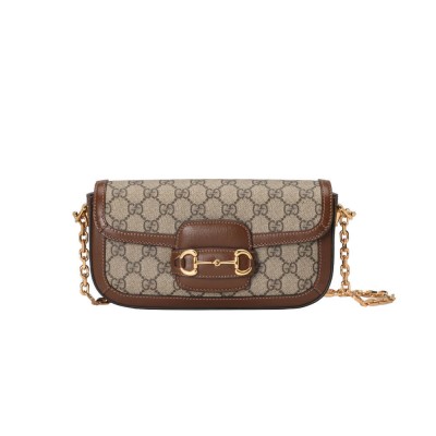 Gucci Horsebit 1955 GG Supreme Canvas Should Bag Brown 735178 LDBS16280