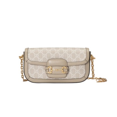 Gucci Horsebit 1955 GG Supreme Canvas Should Bag Oatmeal 735178 LDBS16281