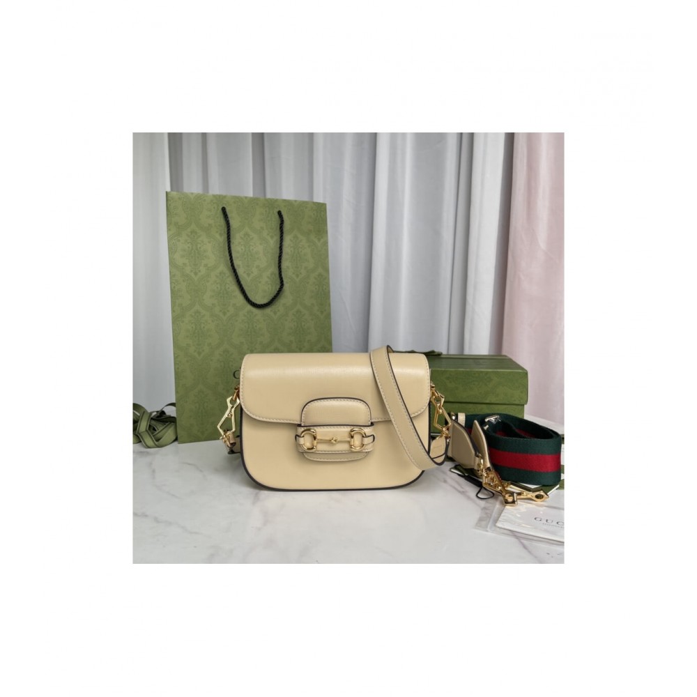 Gucci Horsebit 1955 Mini Bag in Beige Leather 658574 LDBS16286